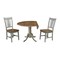 International Concepts Round 42 in Dual Drop Leaf Table, 2 San Remo Side Chairs, Hickory/Stone, 42 W, 42 L, 29.5 in H, Wood K41-42DP-C10P - alternate 6